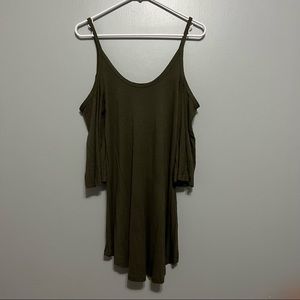 ANGL green bittersweet cold shoulder tee mini dress L-274